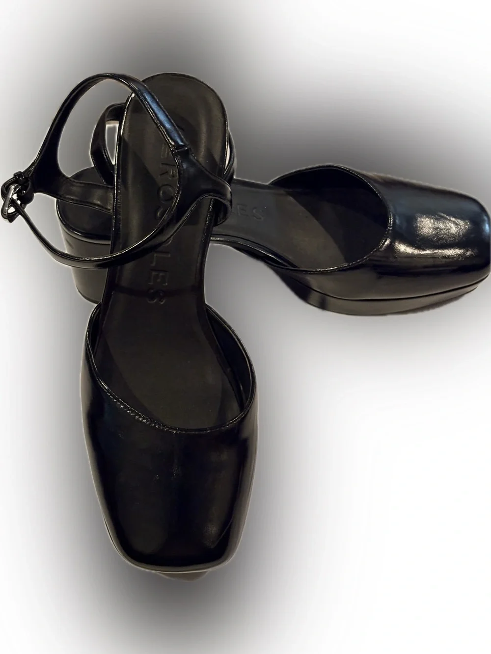 Aerosoles Senna Black Ankle Strap Platform Pumps